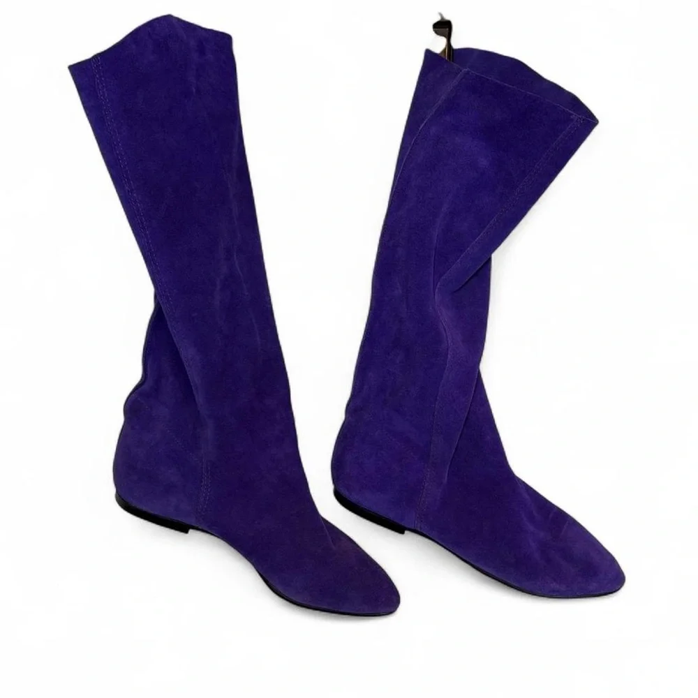 Endicot Johnson vintage vibrant purple suede pull-on knee-high boots - Picture 3 of 15